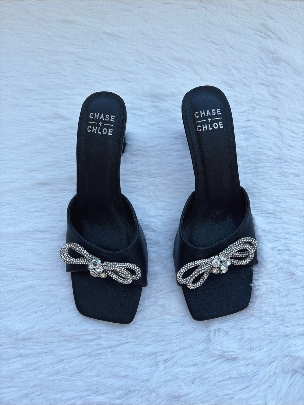 Chase And Chloe Arabella Rhinestone Bow Mule Sandal